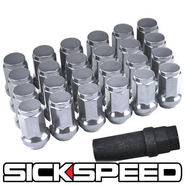 SICKSPEED 24 PC CHROME LOCKING HEPTAGON SECURITY LUG NUTS LUGS 12X1.25